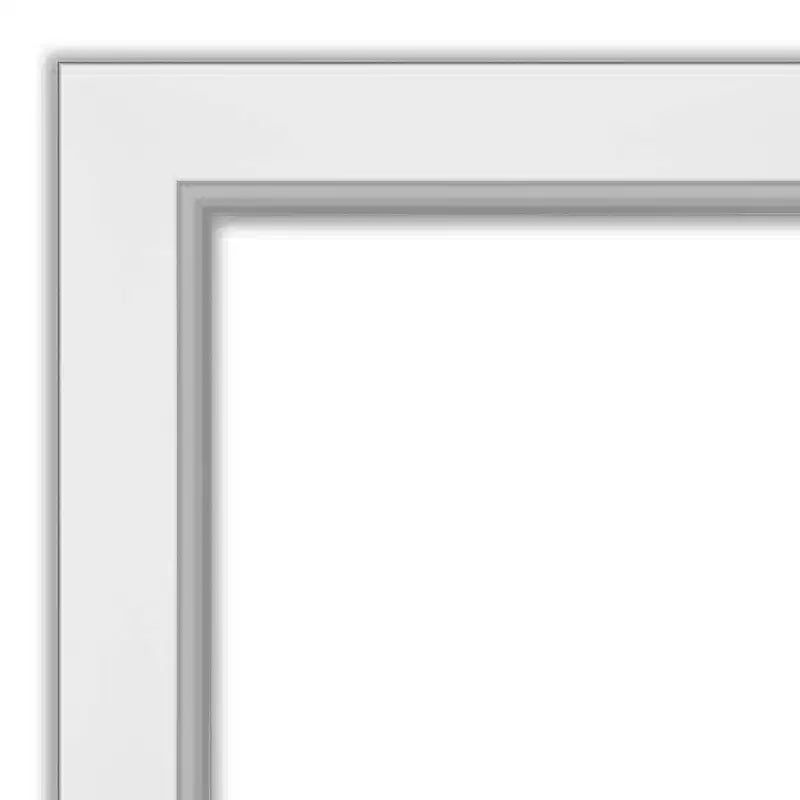 Miroir mural encadré Eva blanc de 22 x 26 po en argent – Amanti Art : Moderne biseauté, aucun assemblage requis
