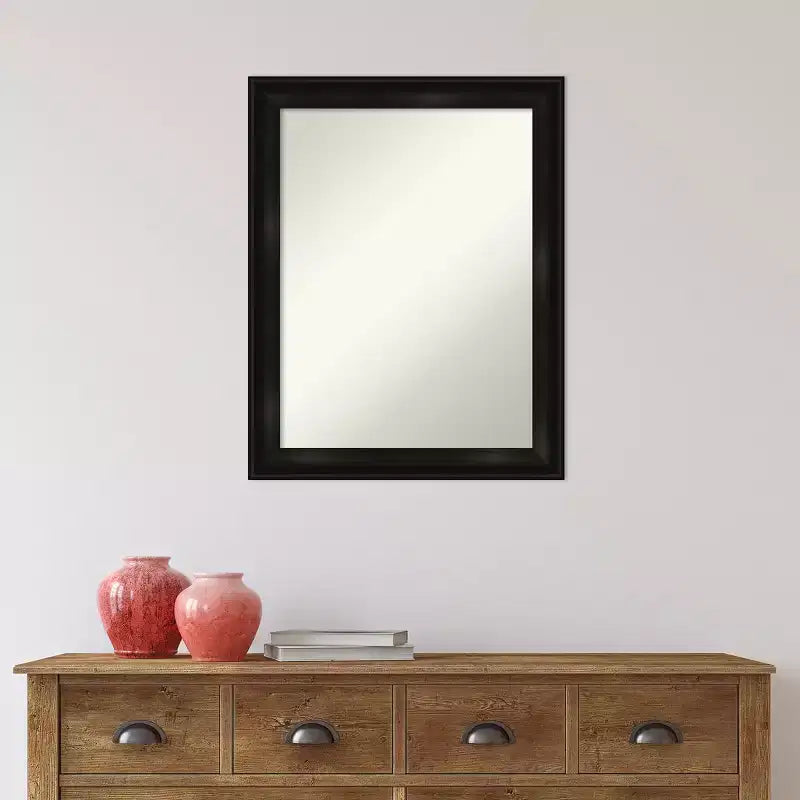 Miroir mural de salle de bain noir Amanti Art, collection moderne rectangulaire, 22" x 28", cadre en polystyrène, à monter au mur, non biseauté