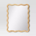 24"x 30" Scalloped Wall Mirror Natural Wood - Threshold™: Modern Style, Rectangle Shape, Wood Frame, Wall Mount