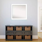 Miroir mural de salle de bain blanc sans biseau 30 po x 30 po - Amanti Art : carré moderne pour coiffeuse, quincaillerie de montage incluse