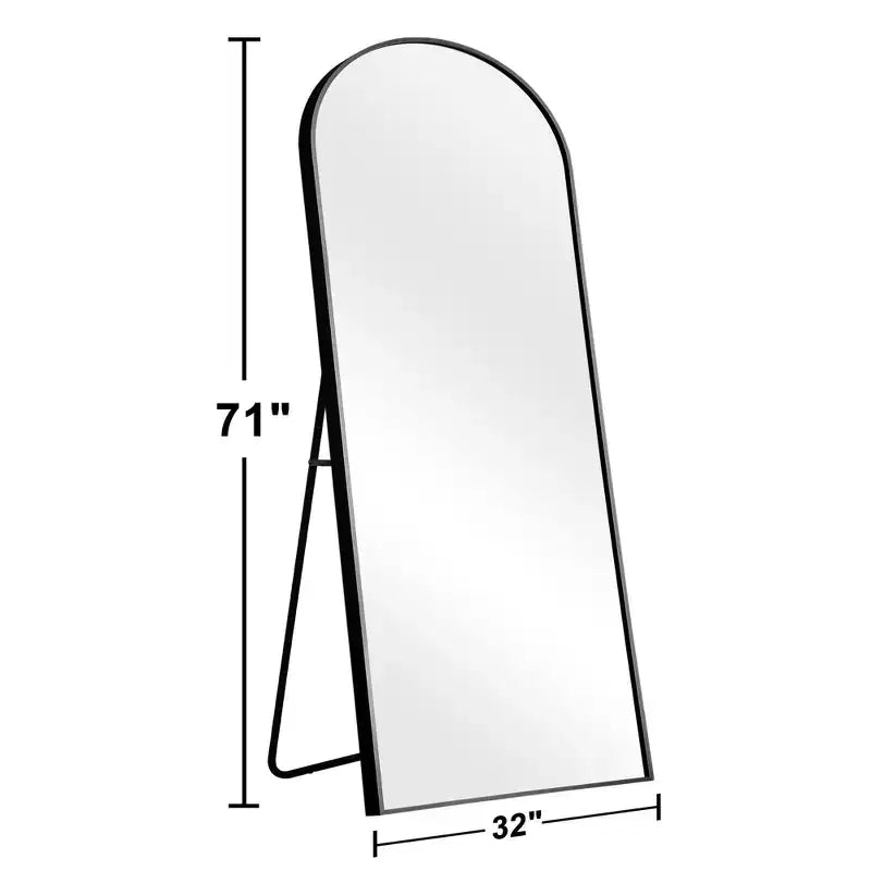 Miroir psyché en alliage d'aluminium à cadre fin avec design en arc à angle droit