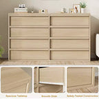 Commode Whizmax à 8 tiroirs pour chambre à coucher, commode double moderne de 54 po de large, organisateur, chiffonnier pour salon, chambre de bébé et couloir