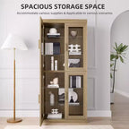 Meuble d'appoint en bois 36x31x16, organisateur de rangement avec étagères réglables et portes vitrées pour cuisine, chambre, entrée, salon/salle à manger