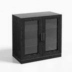 Meuble d'appoint en bois 36x31x16, organisateur de rangement avec étagères réglables et portes vitrées pour cuisine, chambre, entrée, salon/salle à manger