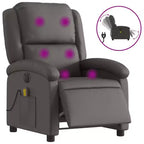 vidaXL Electric Massage Recliner Chair Gray Real Leather
