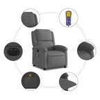 vidaXL Fauteuil inclinable de massage électrique en cuir véritable gris
