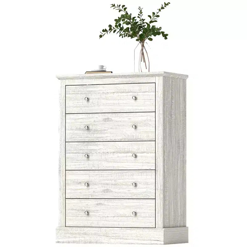 HOMCOM Commode de chambre à coucher de style campagnard avec 5 tiroirs, commode de 80 cm de large