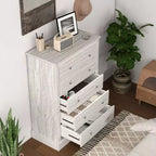 HOMCOM Commode de chambre à coucher de style campagnard avec 5 tiroirs, commode de 80 cm de large