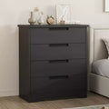 4 Drawer Dresser for Bedroom, Black Chest of Drawer Nightstand with Embedded Handles, Wooden Dresser Organizer for Living Room Nursery Entryway Closet