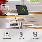 CLIHOME 53 Grand îlot de cuisine avec abattant, support de rangement interne de porte, chariot de cuisine roulant sur 5 roulettes avec 5 étagères latérales ouvertes