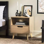 Modern 1-Drawer Nightstand with Open Cubby - Riviera