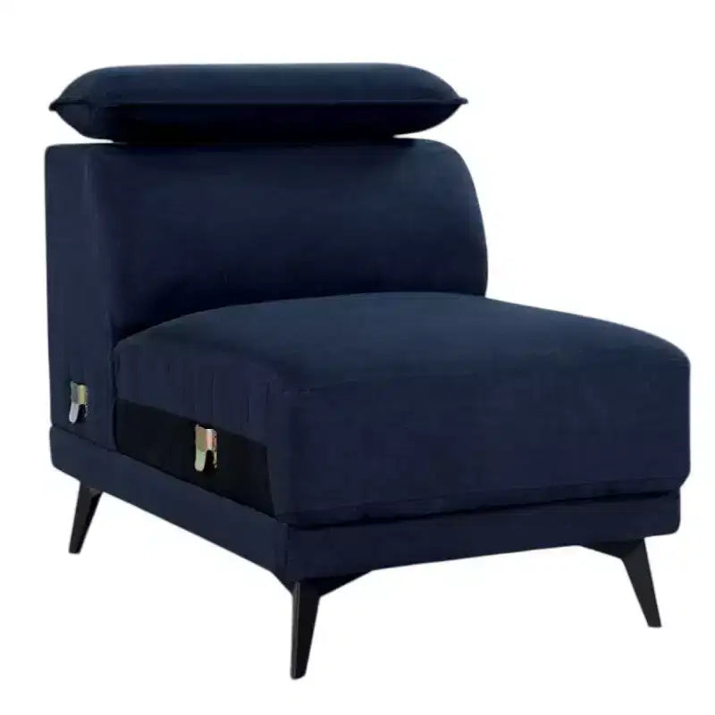 Royal Hampton Modular Armless Lounge Chair, Adjustable Headrest, Navy Blue Fabric