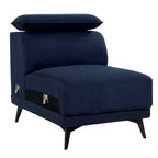 Royal Hampton Modular Armless Lounge Chair, Adjustable Headrest, Navy Blue Fabric