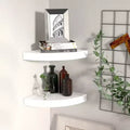 Corner Shelf Set of 2 High gloss white Honeycomb MDF, metal