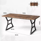 Table à manger rectangulaire pour 6 personnes, tables de cuisine avec pieds en métal très résistants, marron rétro