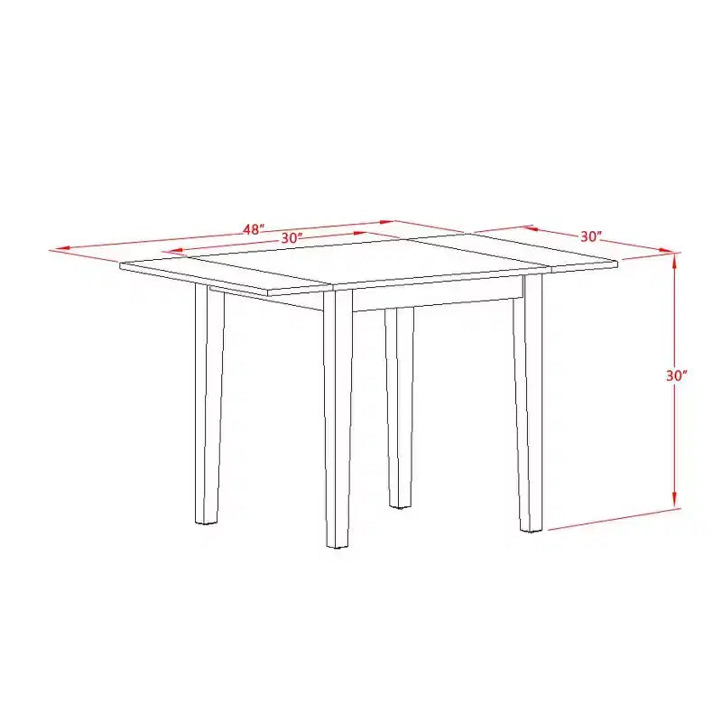 Ensemble de salle à manger rectangulaire rembourré 5 pièces en bois massif finition acajou (4 places)