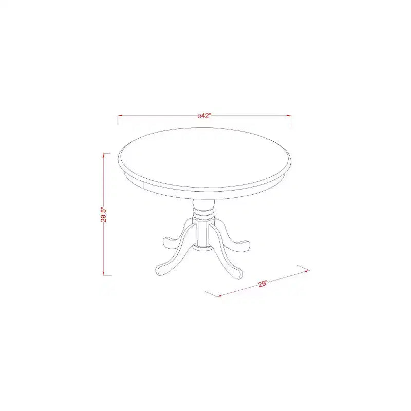 HomeStock Table à manger ronde 5 pièces en lin blanc avec plateau en bois massif et 4 chaises