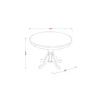 HomeStock Table à manger ronde 5 pièces en lin blanc avec plateau en bois massif et 4 chaises