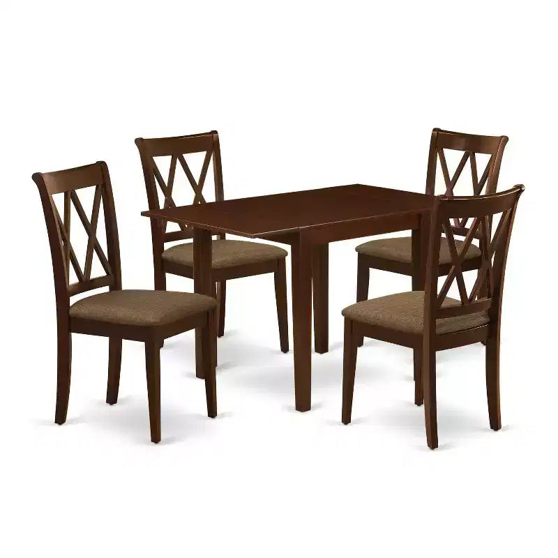 HomeStock 5-Pc Mahogany Finish Solid Wood Top-Dining Room Set-Seats 4