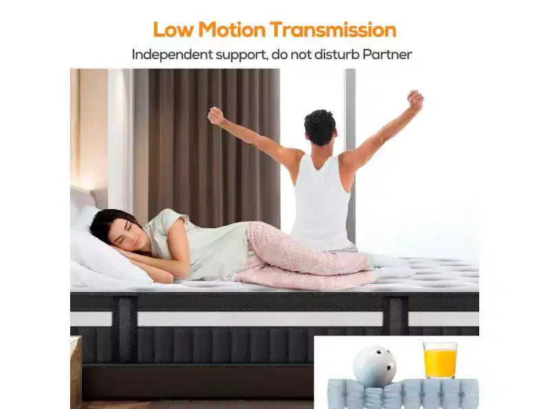 Matelas Hybride Queen 35 cm en Boîte, Mousse à Mémoire de Forme Gel Sensation Moyenne, Housse Respirante Rafraîchissante, Isolation des Mouvements, CertiPUR-US