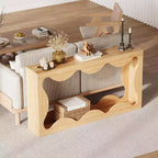 Console de 63 po pour entrée, table de canapé étroite rectangulaire en bois derrière le canapé, table d'entrée festonnée pour le couloir de salon