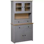 vidaXL Cabinet Wooden Display Case Storage Cabinet Solid Pine Panama Range