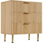 Commode Acekool à 3 tiroirs, table de chevet cannelée moderne avec tiroirs profonds et pieds dorés, petite table d'appoint pour chambre ou salon