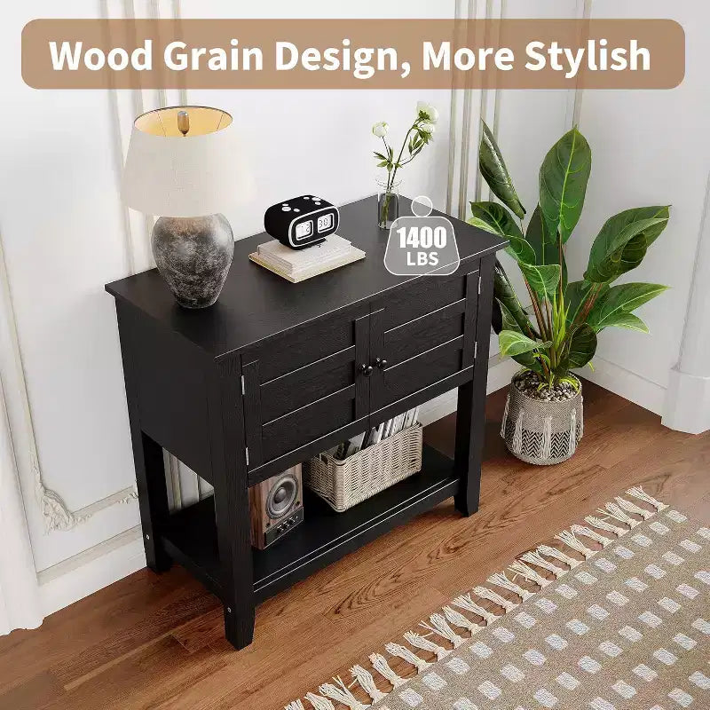 Meuble de support pour aquarium double Acekool de 109 litres avec multiprise, meuble d'aquarium noir avec portes magnétiques pour rangement de salon