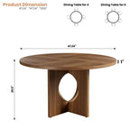 Table à manger ronde de 47" avec base piédestal robuste, peu encombrante pour le salon, la cuisine, l'appartement