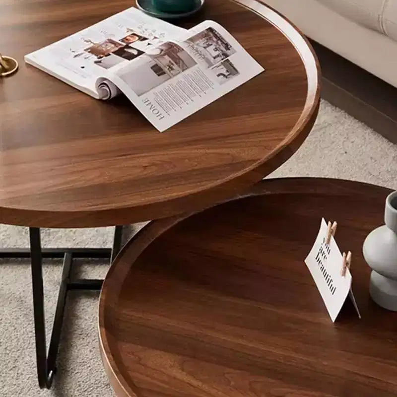 Lot de 2 petites tables basses gigognes rondes, tables d'appoint modernes du milieu du siècle, tables basses circulaires pour salon, chambre et bureau