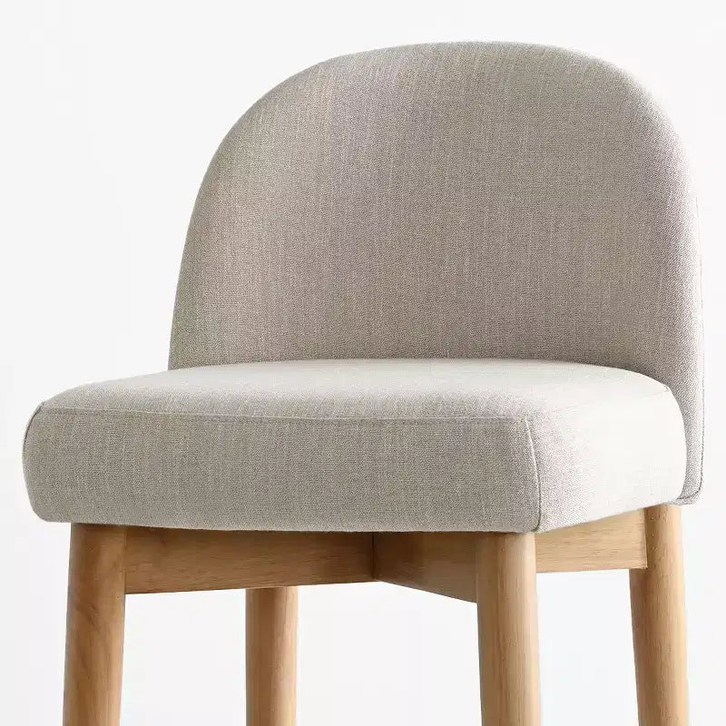 Lot de 3 tabourets de comptoir en lin avec dossier, pieds en bois massif, hauteur d'assise 63,5 cm, pour îlot de cuisine, bar - Panipeachy