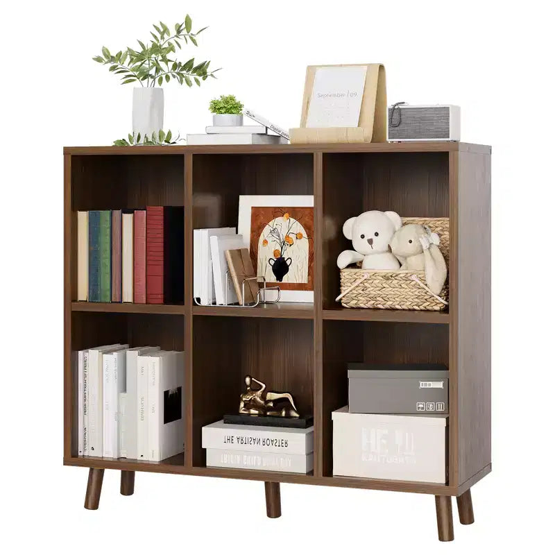 Cube Bookshelf, 6 Cube Storage Organizer Shelf, Freestanding Open Bookcase, Display Cabinet Organizer with Base, for Living Room, Bedroom, Home