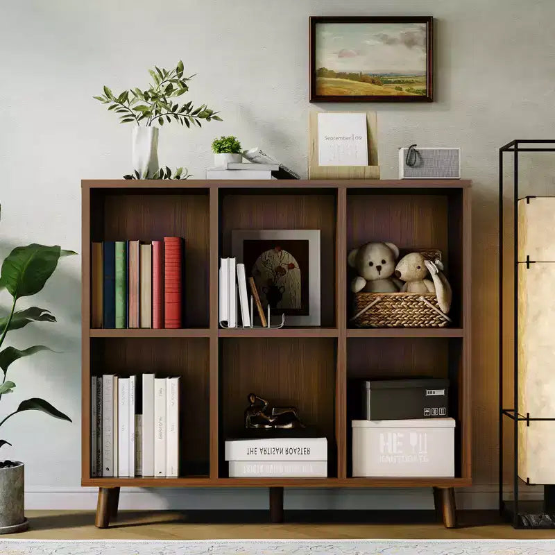 Étagère cube, étagère de rangement à 6 compartiments, bibliothèque ouverte autoportante, meuble de rangement avec base, pour salon, chambre, maison