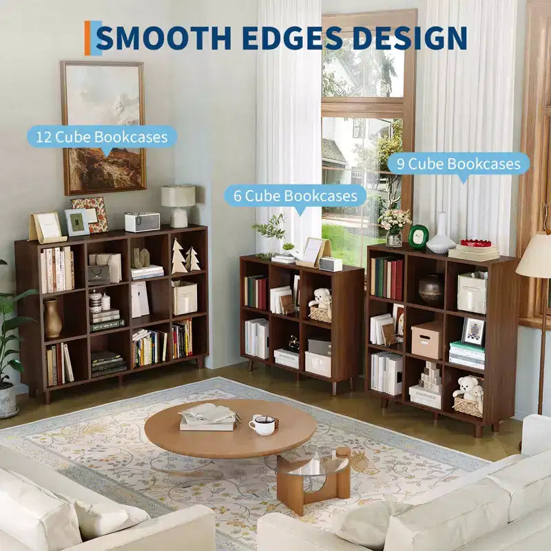 Étagère cube, étagère de rangement à 6 compartiments, bibliothèque ouverte autoportante, meuble de rangement avec base, pour salon, chambre, maison