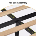 Cadre de lit plateforme capitonné Dyonery Queen avec tête de lit à dossier haut de 130 cm, pieds en bois massif, pas besoin de sommier tapissier, style moderne en lin