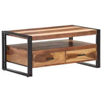 vidaXL Coffee Table Brown and black Solid Acacia Wood, Powder-Coated Steel