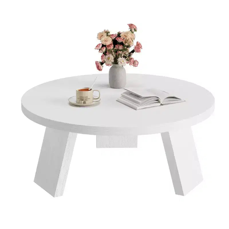 Table basse moderne ronde de 33,5 po à 3 pieds robustes, table d'appoint peu encombrante pour le salon (1 paquet)