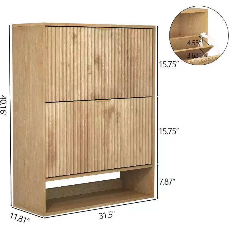 Meuble à chaussures de 80 cm de large avec 2 tiroirs basculants, meuble de rangement de chaussures fin et caché, parfait pour le salon, le couloir, l'entrée