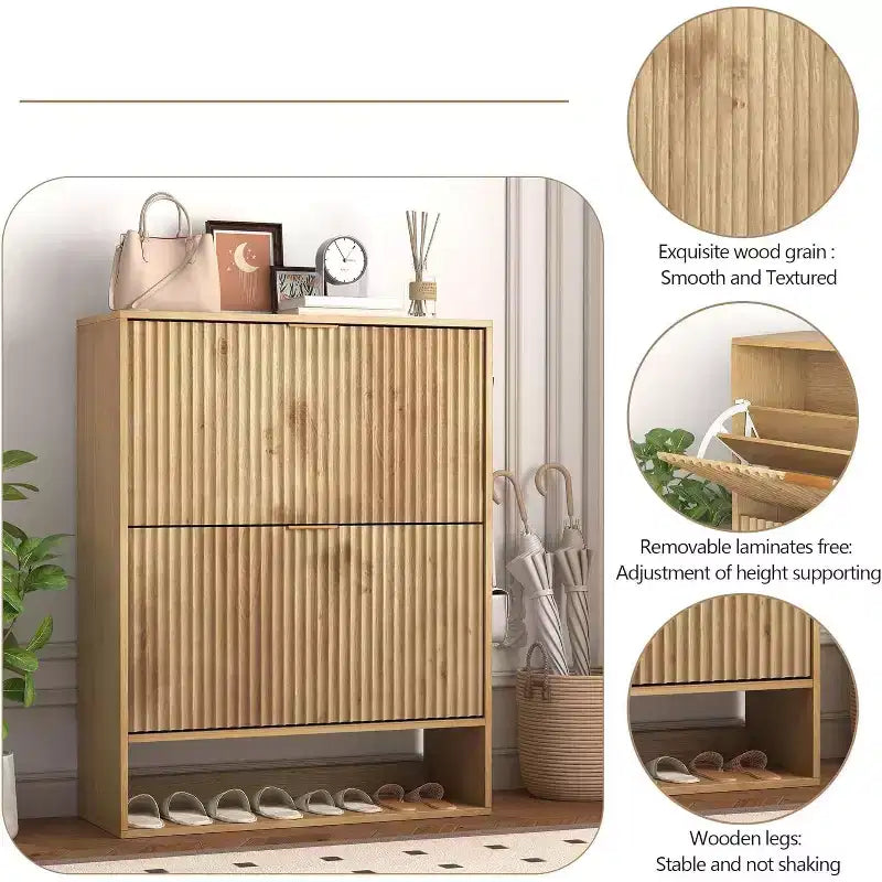 Meuble à chaussures de 80 cm de large avec 2 tiroirs basculants, meuble de rangement de chaussures fin et caché, parfait pour le salon, le couloir, l'entrée