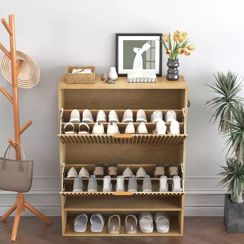 Meuble à chaussures de 80 cm de large avec 2 tiroirs basculants, meuble de rangement de chaussures fin et caché, parfait pour le salon, le couloir, l'entrée