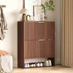 Meuble à chaussures de 80 cm de large avec 2 tiroirs basculants, meuble de rangement de chaussures fin et caché, parfait pour le salon, le couloir, l'entrée