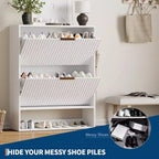 Meuble à chaussures de 80 cm de large avec 2 tiroirs basculants, meuble de rangement de chaussures fin et caché, parfait pour le salon, le couloir, l'entrée