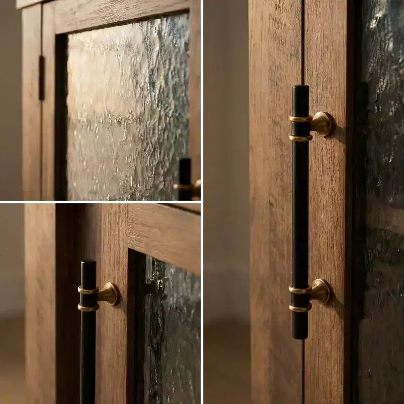 54.4 Buffet Bahut, Meuble de Rangement d'Appoint avec 2 Portes Vitrées et 3 Tiroirs, Table de Bar à Café, Meuble TV pour Salon, Cuisine, Salle à Manger