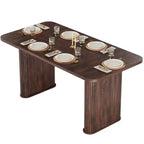 Table à manger 6-8 personnes de 157 cm | Table de cuisine rectangulaire en bois avec double piédestal, table à dîner robuste pour salle à manger, cuisine et salon