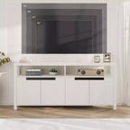 Meuble TV de ferme de 63 pouces pour téléviseurs jusqu'à 65 pouces, long meuble de divertissement avec 4 portes et étagère ouverte, pour salon, chambre à coucher