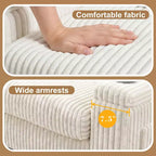 Canapé Vipbear double de style moderne de 91 pouces avec porte-gobelet de recharge et rangement d'accoudoir, en gros velours côtelé