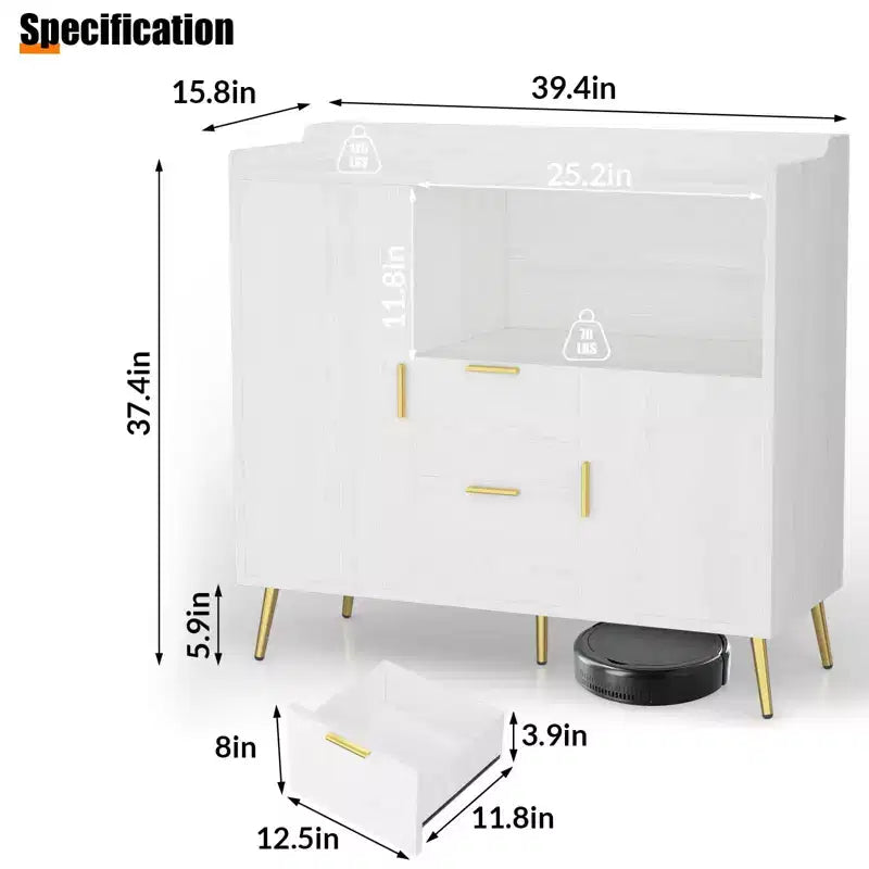 Lot de 2 buffets, buffet de rangement de 101,6 cm avec tiroirs, étagères et portes, meuble de bar à café moderne en bois