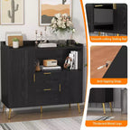 Lot de 2 buffets, buffet de rangement de 101,6 cm avec tiroirs, étagères et portes, meuble de bar à café moderne en bois