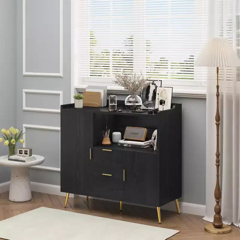 Lot de 2 buffets, buffet de rangement de 101,6 cm avec tiroirs, étagères et portes, meuble de bar à café moderne en bois