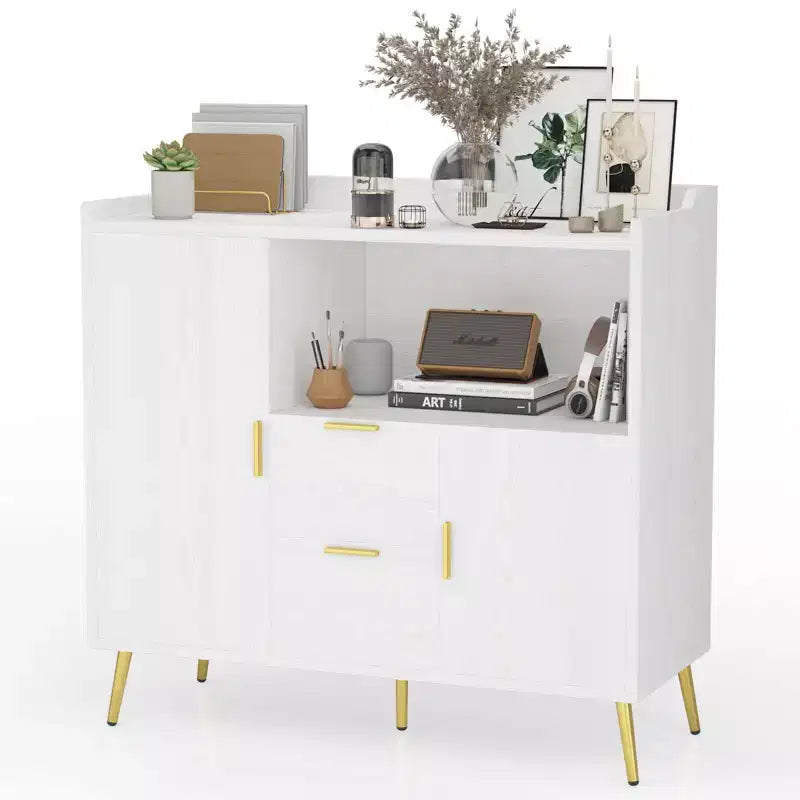 Lot de 2 buffets, buffet de rangement de 101,6 cm avec tiroirs, étagères et portes, meuble de bar à café moderne en bois